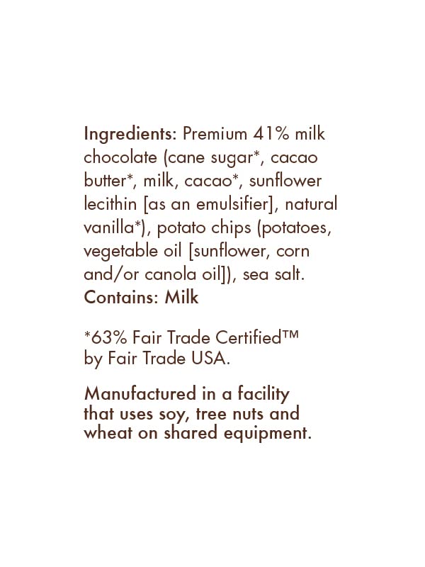 Chuao Chocolatier Potato Chip Milk Chocolate Mini Bars | Gourmet No Preservatives | For Gift Baskets Christmas Birthday Thank You Care Package | 24 Pack 0.39 oz Each