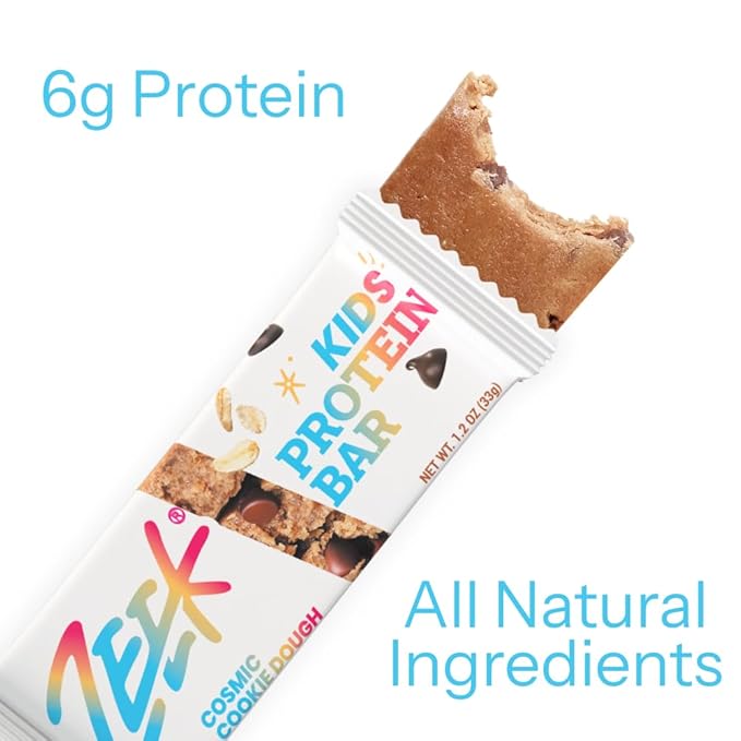 ZEEK BAR - Kids Protein Bars - 6g Protein - All Natural Non-GMO Gluten Free - Variety 12 Count - New &amp Improved Formula!