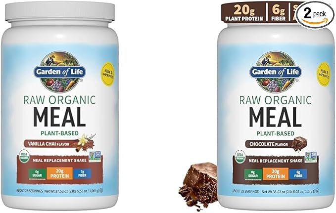 Garden of Life Raw Organic Vegan Protein Powder Bundle - Vanilla Chai &amp Chocolate 28 Servings Each