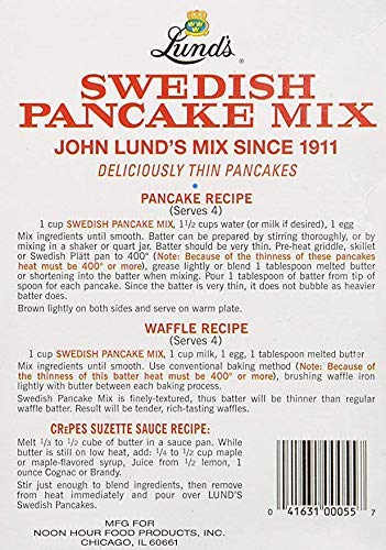 Lund's Swedish Pancake Mix and Lars Swedish Pearl Sugar 10oz Box