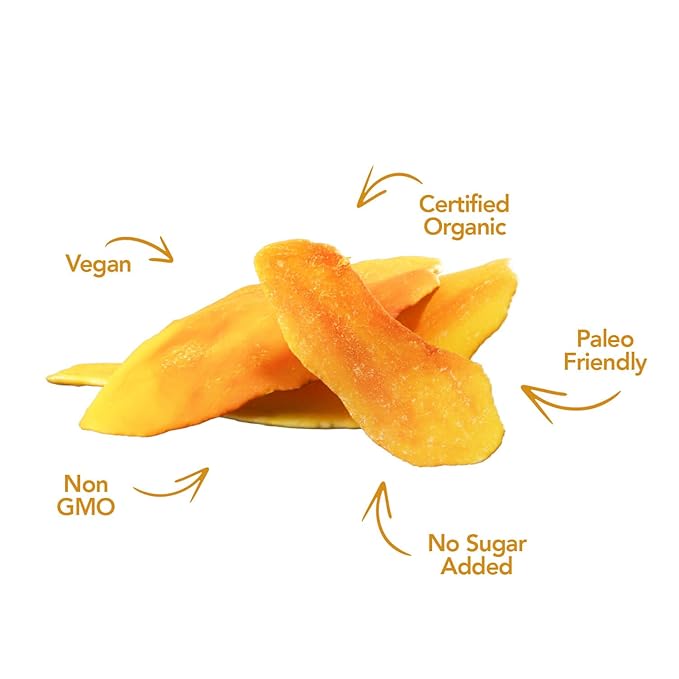 Earthside Farms Dried Organic Mangoes 2.8oz 6 Pack – No Sugar Added Gluten-Free Vegan Snack – Naturally Sweet Dried Fruit – Perfect Healthy On-the-Go Snack for Work School Travel