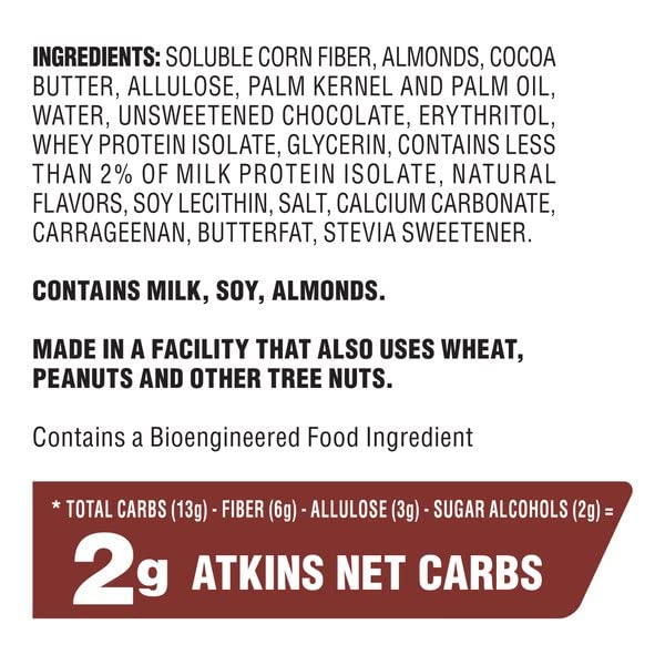 Atkins Caramel Almond Clusters Gluten Free High in Fiber 1g Sugar 2g Net Carb Keto Friendly 20 Count