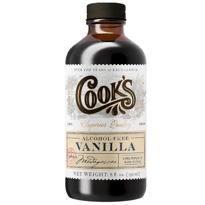 Cook's Alcohol Free Pure Vanilla Flavoring for Cooking Baking Desserts Madagascar Vanilla Non-Alcoholic Extract Alternative 8oz