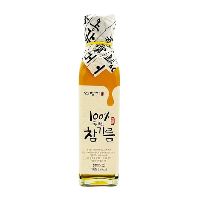 KOREAC_ 한국 참기름 Korean Mildly Roasted Pure Sesame Oil 180ml (100% Korean Sesame Seeds)