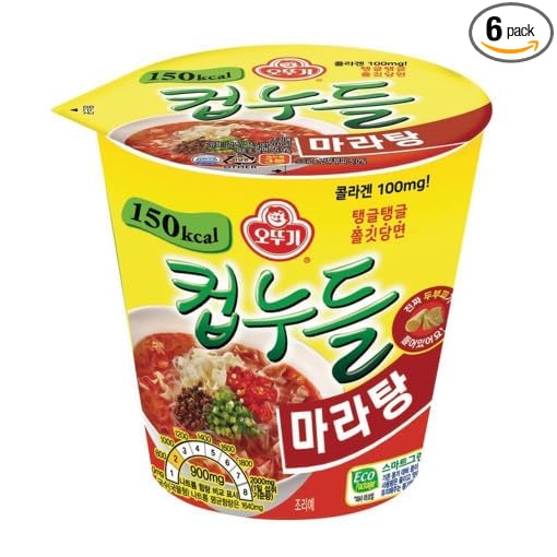 KOREAC_Korean Instant Diet Ramen Cup of Noodles Maratang - Low Calorie Snack Delicious Maratang Flavor Low Spice Not Greasy Very Popular in Korea (Spicy Noodles Flavour 150kcal X 6pcs)(Peanut but