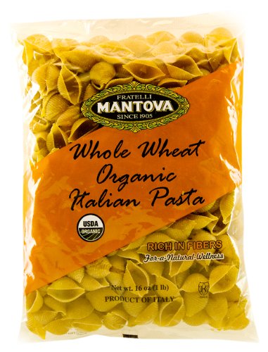 Mantova Whole Wheat Organic Italian Pasta Shells (Pack of 6) - Whole Wheat Pasta Made with All Organic Ingredients Non-GMO