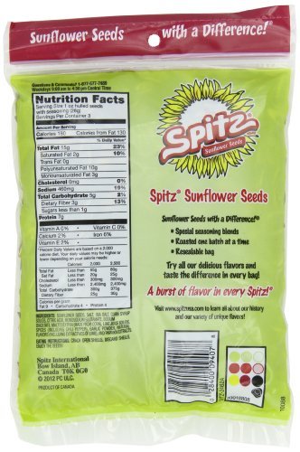 Spitz Sunflower Seeds Variety Bundle 6 oz (Pack of 5) includes 1 Bag Each of Salted Cracked Pepper Smoky BBQ Dill Pickle and Chili Lime (30oz total)