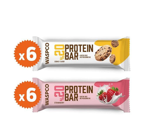 (12 Count Variety Pack) Protein Bars 2 Flavors: Strawberry &amp Cookie Gluten Free with 8g Protein and 0.7g Sugar 40G