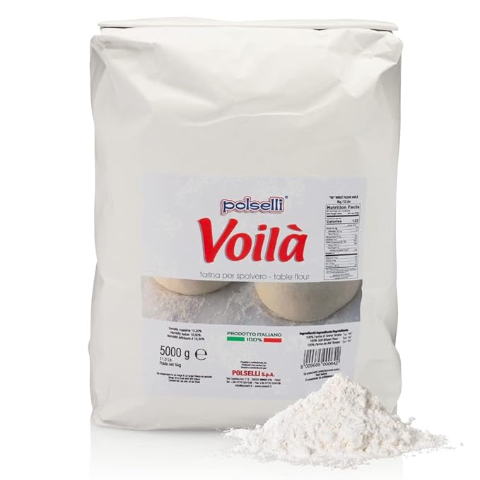 Voila Table and Dusting Flour Soft Wheat Pizza Baking Pasta Italy Spolvero All Natural Non GMO Not Bleached(5 kg) 11 lbs Polselli