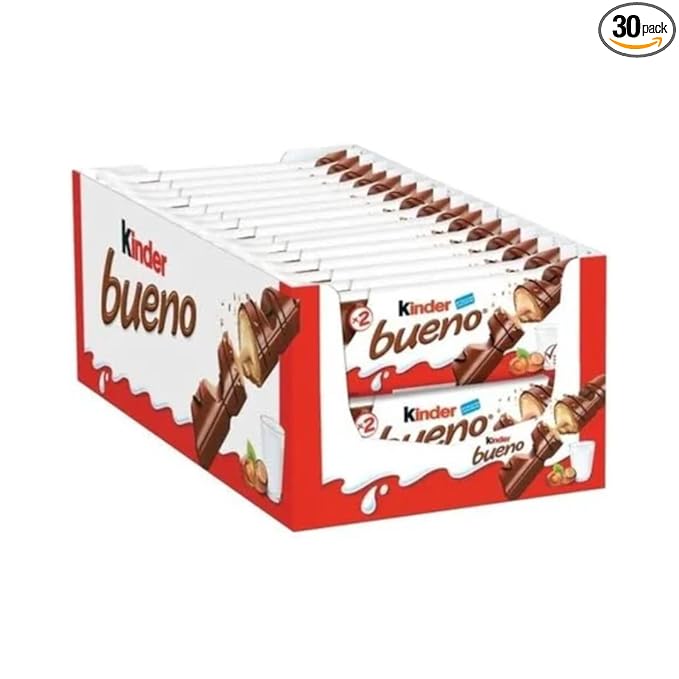 Ferrero Kinder Bueno Wafer Cookies 1.5 Ounce (43 g) (Pack of 30)