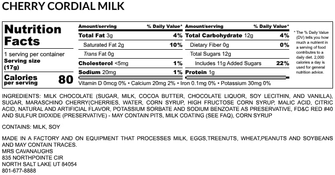 Mrs. Cavanaugh's Chocolate Covered Cherry Cordials 1lb Milk Chocolate