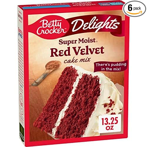 Betty Crocker Delights Super Moist Red Velvet Cake Mix 13.25 oz (Pack of 6)