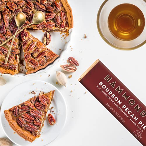Hammond's Candies Bourbon Pecan Pie Chocolate Bar 2.25 Ounces Pack of 5 Handcrafted in the USA