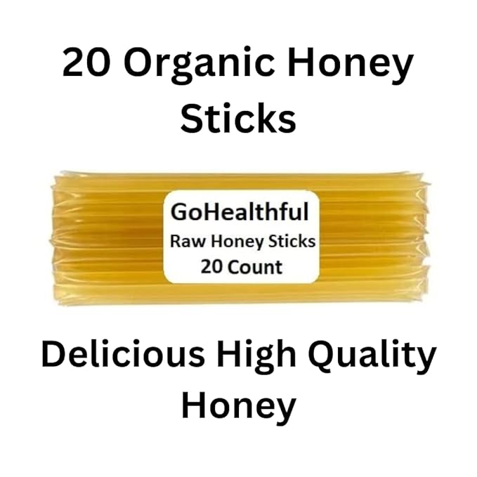 GoHealthful Medicine Ball Cold Buster Tea Bundle 20 Sachets Each (40 Total) of Green Tea Mint and Peach Bundle with 20 GoHealthful Pure Raw Clover Honey Sticks