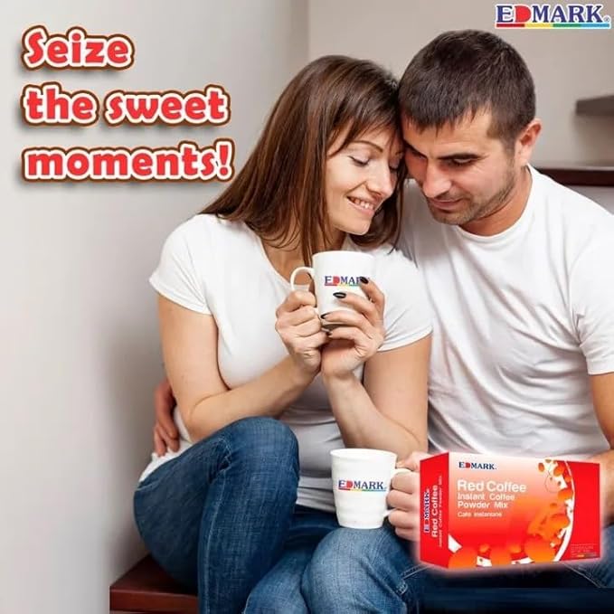 EDMARK Red Coffee - ZERO Sugar | Organic Instant Coffee w/Rose Petal Extract | Aromatic Red Coffee Pods for Daily Energy Focus Wellness &amp Coffee Lovers | 15g x 20 Convenient Sachets