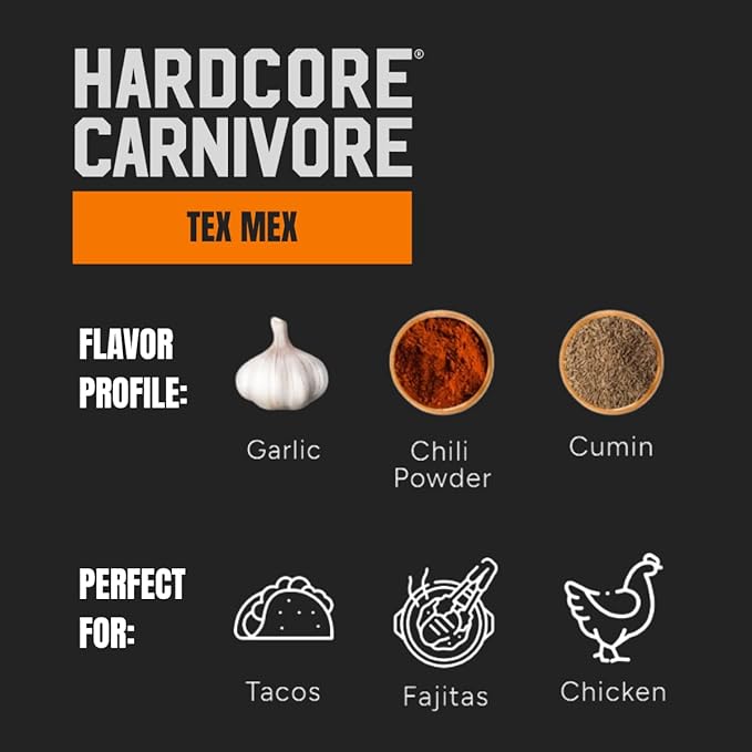 Hardcore Carnivore Tex Mex: Taco Fajita and Grilling Seasoning (48 oz Mega Pack) Texas-Made Spice Blend for Chicken Beef and More