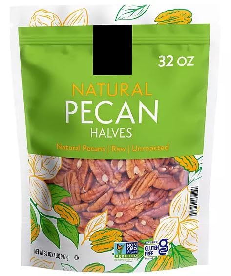 Member Mark Natural Raw Pecan Halves 32 oz Unroasted Gluten-Free Non-GMO