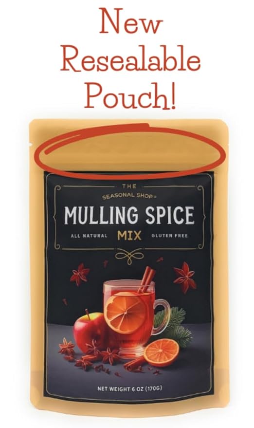 Mulling Spices for Apple Cider Bliss and Spiced Cider Mix Perfection by The Seasonal Shop now in our Resealable Gusseted Pouch for Easy Measuring and Storage. For use in Cider Wine Baking and more!