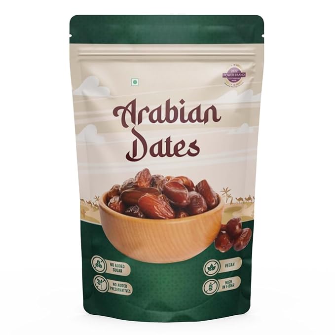 Generic Premium Arabian Dates Soft And Chewy Texture Khajur | Khajoor | No Preservatives | No Added Sugar | Rich in Iron Fibre &amp Vitamins -500 gm