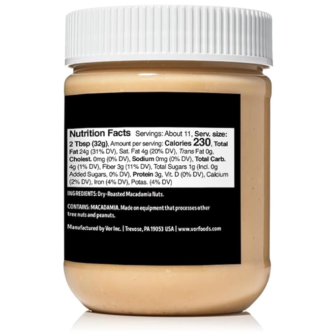Vör Macadamia Nut Butter (12oz) | Single Ingredient | Vegan Paleo and Keto-Friendly Gluten-Free
