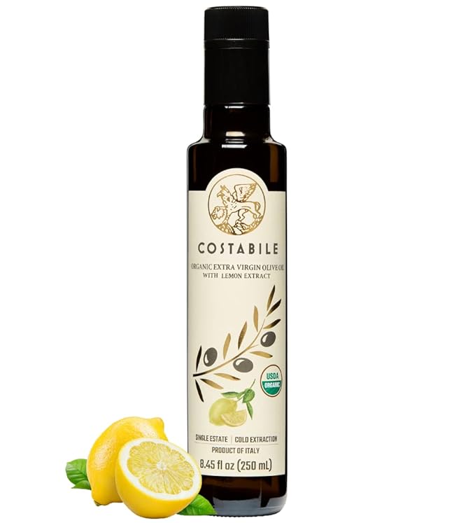 Lemon and Garlic Infused EVOO - High in polyphenols from olives of a single grove in Italy - COSTABILE