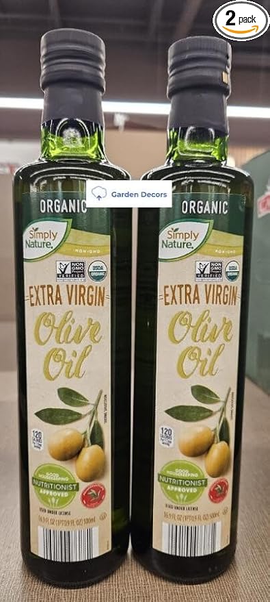 Generic Simply Nature NON-GMO Organic Extra Virgin Olive Oil 16.9fl oz 500ml (Two Bottles)