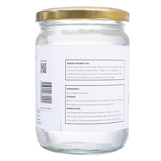 Coco House Organic Extra Virgin Coconut Oil Unrefined Unrefined Cold Pressed USDA Organic (16.90 Oz)
