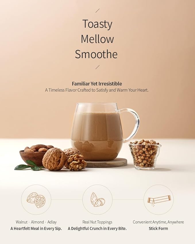 Damtuh Walnut Almond Adlay Tea Zero Sugar Drink Mix – Korean Yulmu Cha (Job’s Tears) Roasted Grain Nut Latte-Style Powder Sweetened with Stevia Caffeine-Free 18g x 40 Sticks