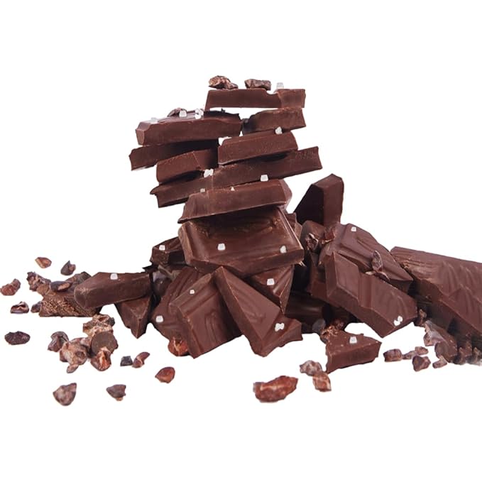EXOTICCAO 8 Pack Cacao Nibs &amp Pink Salt Organic Dark Chocolate Bars|Cane Sugar|Gluten-Free Vegan Non GMODairy free Soy Free|70% Cacao|2.47 oz Each