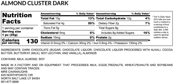 Mrs. Cavanaugh's 3 lb Almond Clusters Dark Chocolate