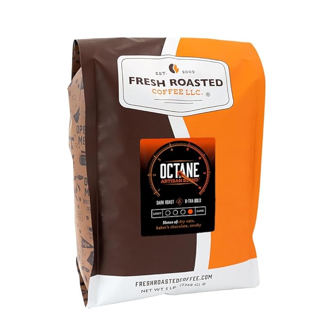 Fresh Roasted Coffee Octane 5 lb Dark Roast Kosher Whole Bean