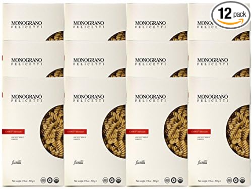 Organic Kamut Fusilli Monograno Selezioni Pasta by Felicetti (Case of 12 - 1.1 Pound Packages)