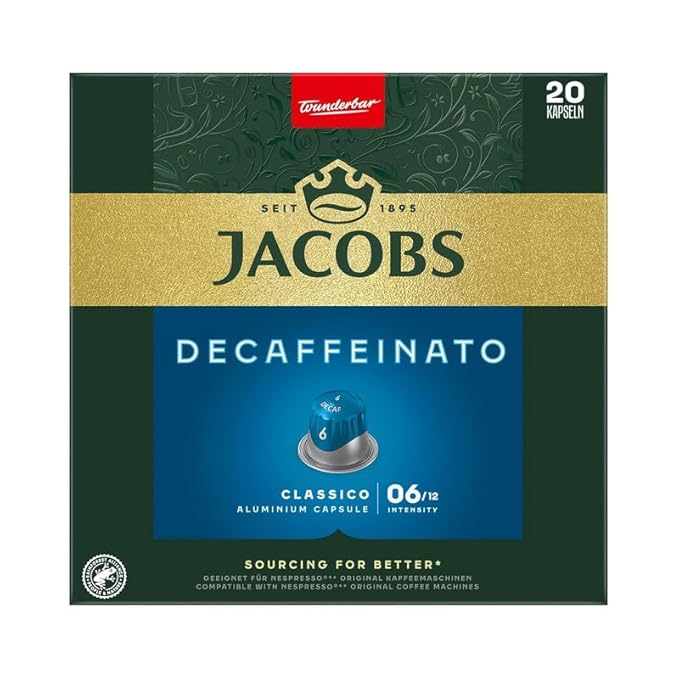 Jacobs Decaffeinato Classico 10x20 CAPSULES Coffee Capsules Compatible with (052 USD/1 CAP)