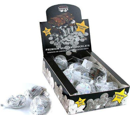 Only Kosher Candy Hanukkah Chocolate Gelt Coin - Kosher Parve Chanukkah Gelt Chocolate Coins and Nut Free Silver Foil Parve Chocolate Coins for Holiday Gifts - 24 x 0.5 Oz Sacks