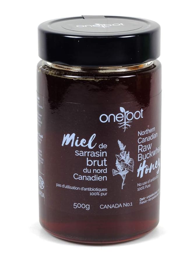OneRoot Raw Buckwheat Honey – 500g / 17.6oz Unheated &amp Unprocessed Dark – Nutrient-Rich Antioxidant-Packed Natural Sweetener – Pure &amp Unfiltered Honey