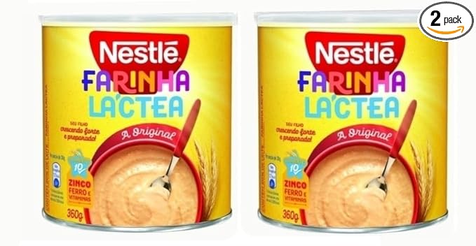 Farinha Lactea Brasileira Nestle - A original | Pack 2x360g | Brazilian Flour Lactea + Silicone Bracelet Souvenir | Brazil in Texas | Bundle