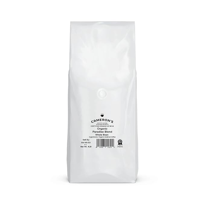 Cameron's Coffee Roasted Whole Bean Coffee Organic Paradise Blend 4 Pound