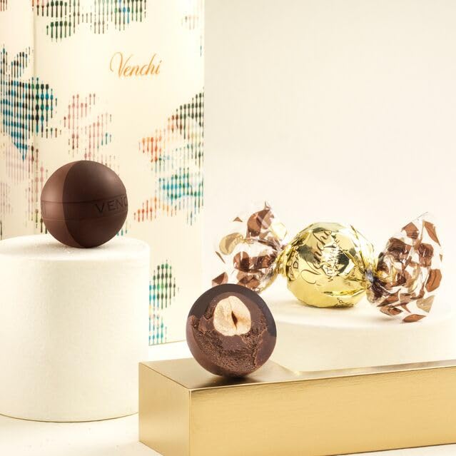 Venchi - Baroque Collection - Premium Round Gift Box with Assorted Chocolates 14.10 oz - Medium Size - Gift Idea - Gluten Free