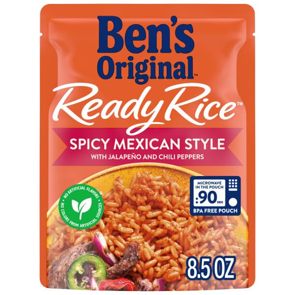BEN'S ORIGINAL Ready Rice Spicy Mexican Style Flavored Rice Easy Dinner Side 8.5 oz Pouch (Pack of 12)