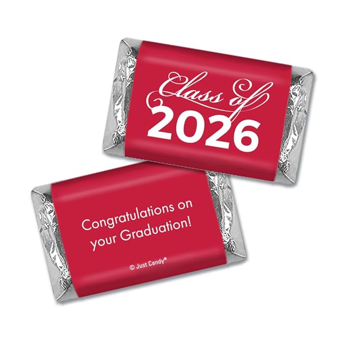 248 Pcs Red Graduation Candy Party Favors Assorted Wrapped Miniatures &amp Red Kisses (3 lbs Approx. 248 Pcs)