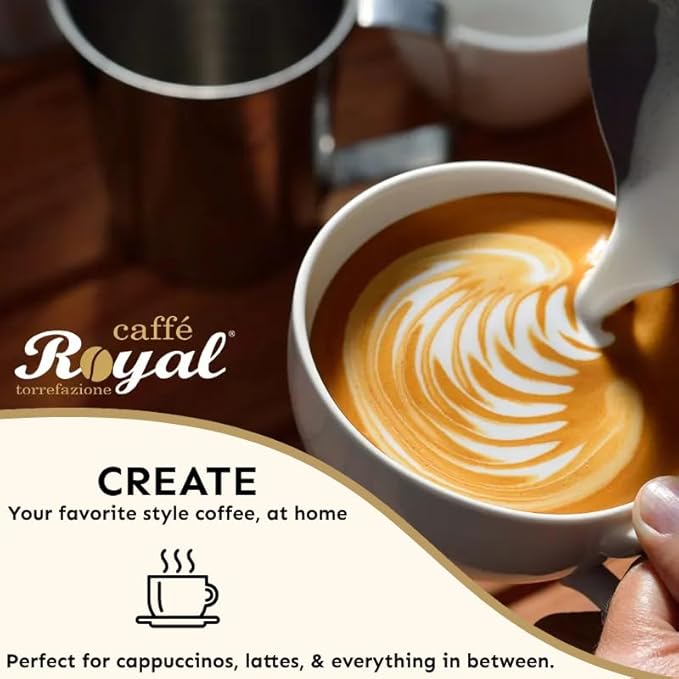 Royal Caffé Italian Coffee Beans – Crema Medium Dark Roast 50% Arabica Robusta Blend Hazelnut Notes Whole Bean Freshly Roasted Gourmet Coffee 2.2 Pounds (1000 Grams) Made in Italy