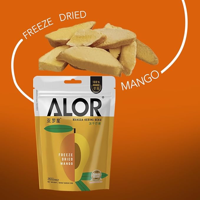 ALOR 100% Natural Dried Mango Slices – Unsweetened No Sugar Added Pure Fruit Snack – Crunchy Crispy &amp Gluten-Free – Healthy Dehydrated (15 Grams x 8 Packs - Mango)