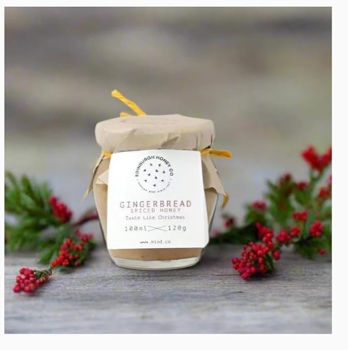 Edinburgh Honey Co. Set of 2 Jars Scottish Holiday Gingerbread Spiced Honey 100 ml Each