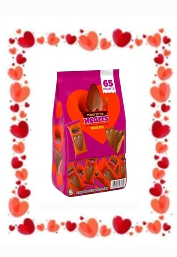 Milk Chocolate Peanut Butter Hearts Candy 39.8 oz 65 Count Individually Wrapped Kosher Classroom Exchange