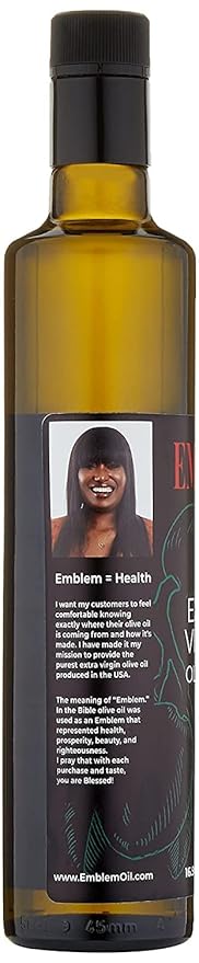 Emblem 100% Extra Virgin and Infused Olive Oil for Everyday Kitchen Use | Cold Extracted Cooking &amp Baking | Non GMO Keto Vegan Friendly 500ml (Mild Flavor)