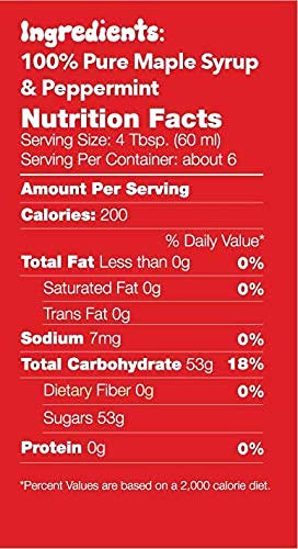 Tree Juice Peppermint Candy Cane Maple Syrup | 100% Pure Grade A Maple Syrup | All Natural Non GMO Vegan Gluten Free Vegetarian Paleo | 12 Ounce Bottle