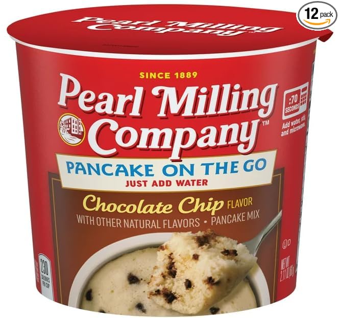 Pancake Cups Chocolate Chip Flavor 12 Individual Cups + King QR Code (ChocolateChip)