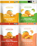 Earthside Farms - Dried Organic Mango Variety Pack Original Citrus Splash Lime Kick and Peach Paradise Dried Organic Mangoes Gluten Free No Added Sugar Non GMO Organic Vegan No Preservatives