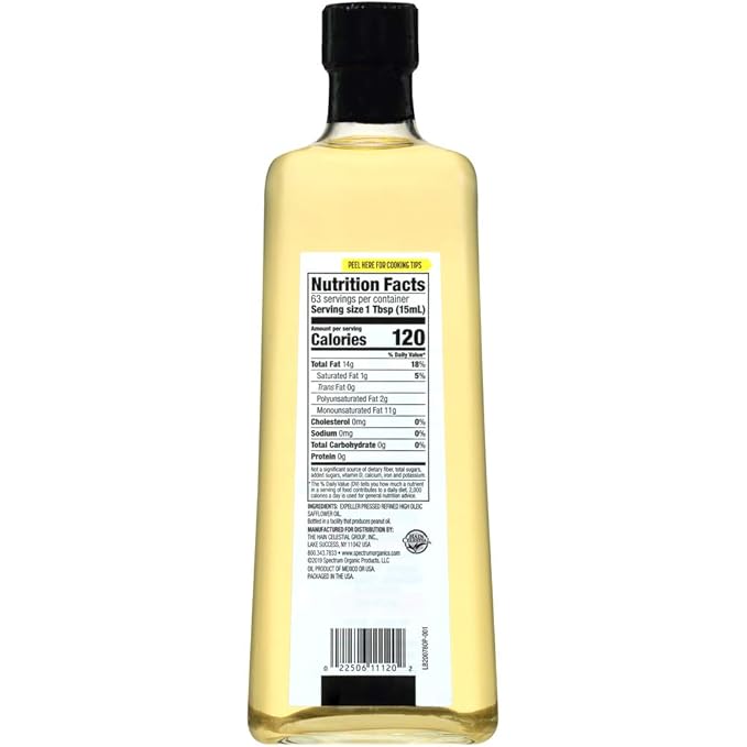 Spectrum Culinary High Oleic Safflower Oil Refined 32 oz (Pack of 12)