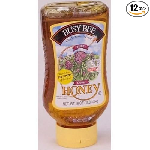 Honey Busy Bee Clover Squeeze Bottle 12 Case 16 Ounce